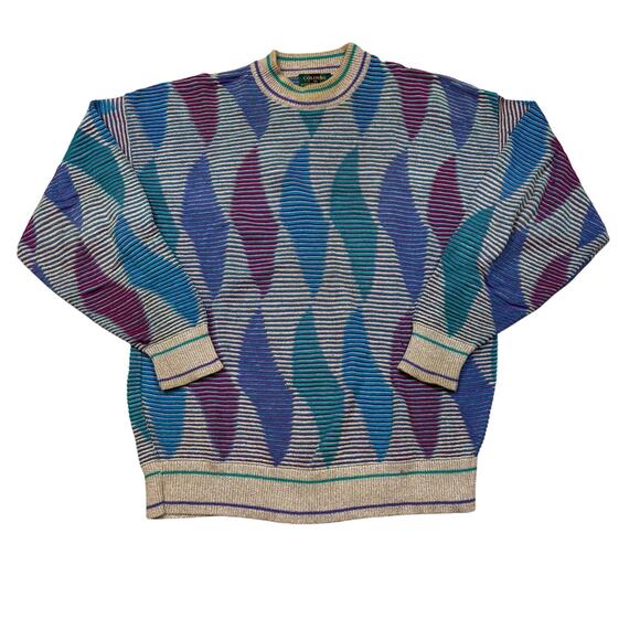 Vintage Colours Alexander Julian 3D Knit Sweater Men's XL Grandpa - Picture 1 of 8